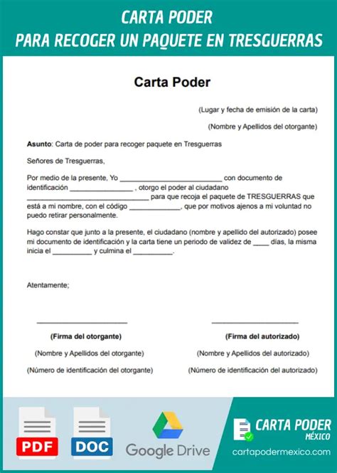 Carta Poder Simple Para Recoger Un Paquete