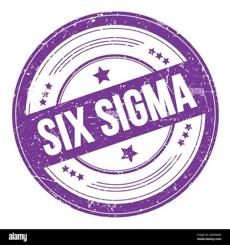 SIX SIGMA text on violet indigo round grungy texture stamp Stock Photo ...