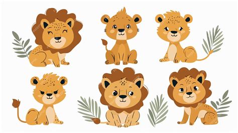 A Collection Of Cute Cartoon Lions From The New York Premium Ai