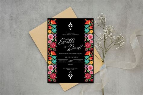 Wedding Invitation Save The Date Oaxaca Floral Design 3B Mexican