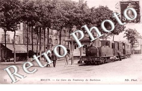 Photo Carte Postale Ancienne La Gare Du Tramway De Barbizon Melun