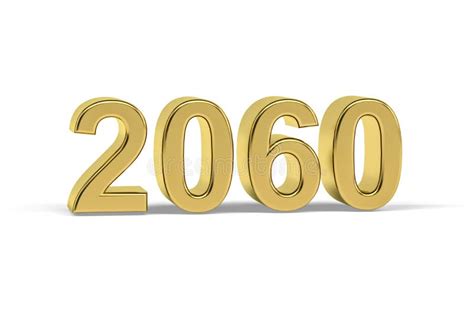 Golden 3d Number 2060 Year 2060 Isolated On White Background Stock