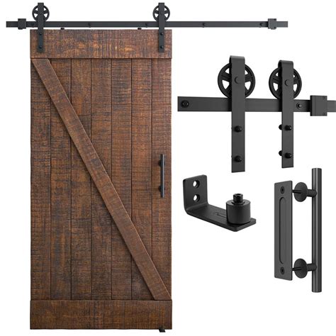 Smartstandard 66ft Heavy Duty Sliding Barn Door Hardware Kit Black Whole Set Includes 1x