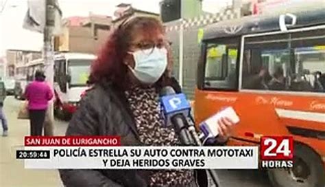 Polic A Impact Violentamente Contra Una Mototaxi Y Dej Una Persona