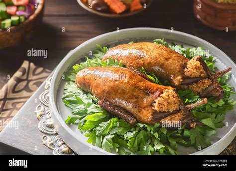 Arabic Cuisine Egyptian Traditional Stuffed Pigeon Or Hamam Mahshi