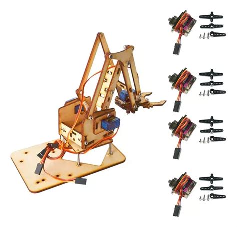 Brazo Robótico Educativo Chasis Mdf Arduino 4 Servo Mg90s MercadoLibre