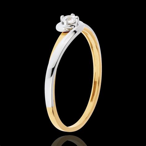 Bague Solitaire Silly 0 08 Carat Or Blanc Et Or Jaune 18 Carats