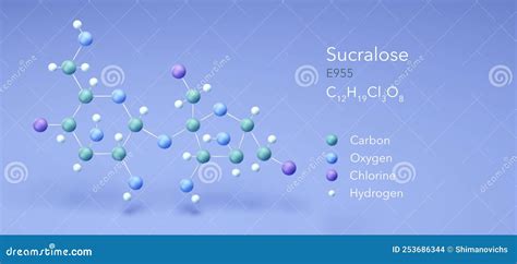 Sucralose E955 Molecular Structures 3d Rendering Structural