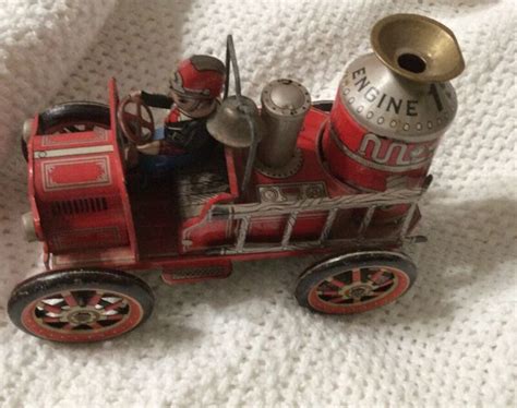 Vintage Original Modern Toys Japan Tin Friction Toy Fire Truck Engine 1912 | Toy fire trucks ...