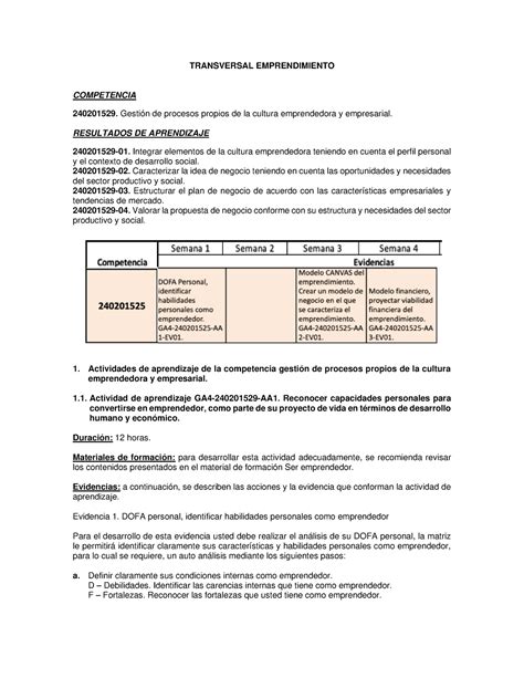 Guia De Aprendizaje Emprendimiento Transversal Emprendimiento