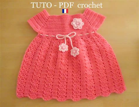 PDF CROCHET Robe bébé rose orné d un joli point Etsy Robe bébé