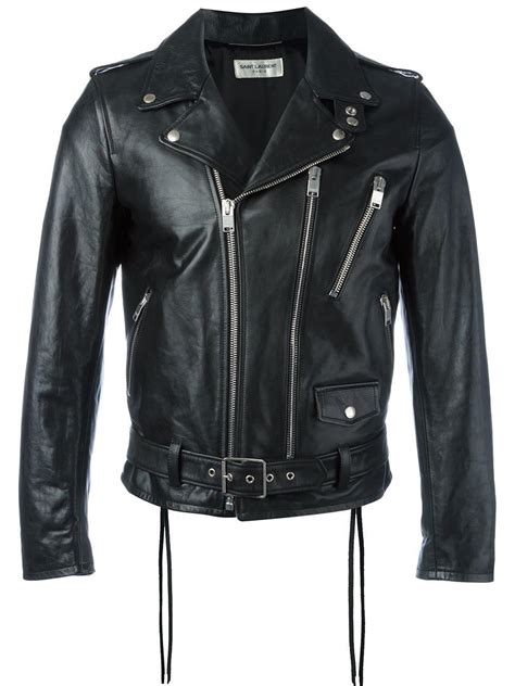 Saint Laurent Leather Signature Motorcycle Jacket In Black For Men Lyst