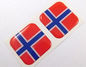 Norway Norwegian Flag Square Domed Decal car bike gel stickers 1.5" 2pc ...