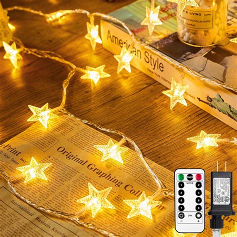 Amazon Minetom Star String Lights Plug In Ft Led Fairy