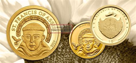 Ek 1 Dollar Gold Coin Palau 2013 Saint Francis Of Assisi