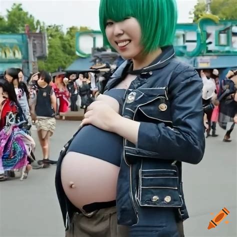 Pregnant Japanese Punk Woman At Theme Park On Craiyon