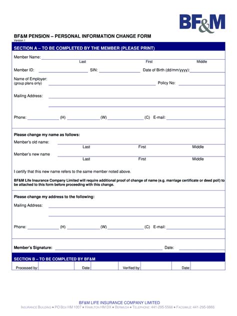 Fillable Online Bfm Personal Change Form Revised Bf M Fax Email