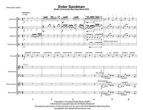 Enter Sandman Score Only Arr Rob Halpner By Metallica Sheet Music