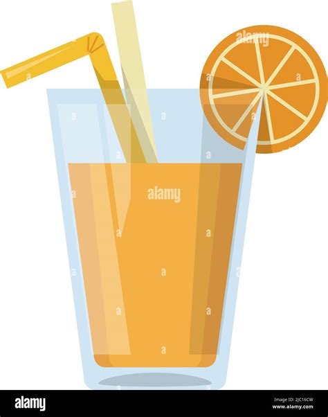 Orange Juice Glass Cartoon Icon Fresh Fruit Drink Stock Vector Image