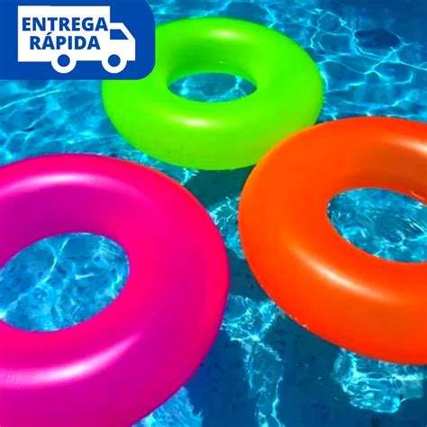 Bóia Inflável Circular de Piscina 76cm para Criança e Adulto Cor Neon