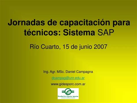 PPT Jornadas de capacitación para técnicos Sistema SAP PowerPoint