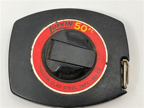 Vintage Lufkin 50 Ft Tape Measure Yellow Clad Steel Ebay