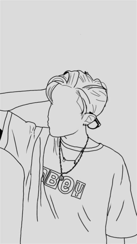 J Hope Sketsa Buku Mewarnai Ilustrasi