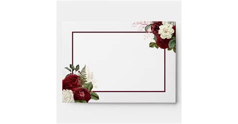 Elegant Romantic Burgundy Floral Border Envelope Zazzle