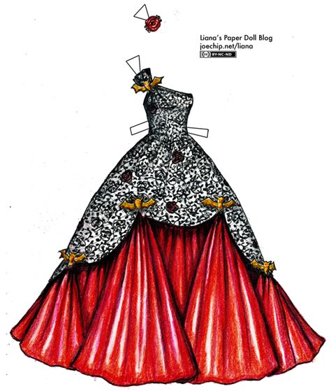 Black Lace And Red Satin Ballgown With Gold Bats Plus An Announcement