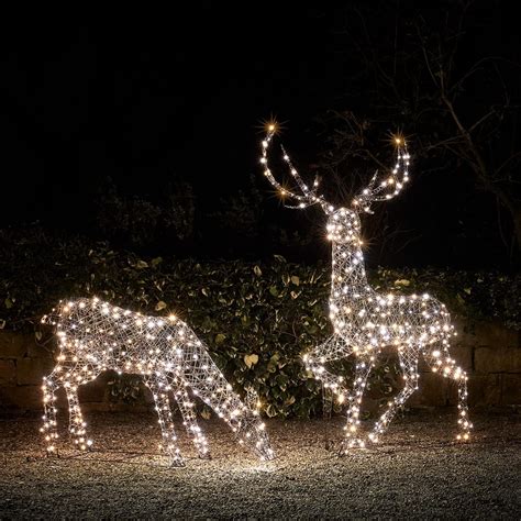 Lights Fun Outdoor Reindeer Large Stag And Grazing Doe Christmas Light