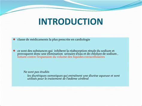 Les Diurétiques en Cardiologie ppt télécharger