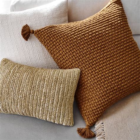 Bari Taupe Knitted Pillow Cover Fringe Pillows Throw Pillows