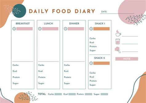 Free Abstract Elegant Daily Food Calendar template
