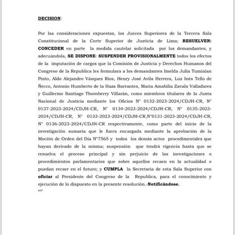 Poder Judicial ordena suspender provisionalmente investigación del