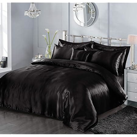 Pc Satin Bedding Black Double Duvet Cover Set Inc Duvet Cover