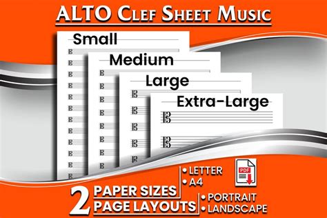 Printable Blank Alto Clef Sheet Music Alto Clef Staff Paper Etsy