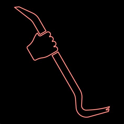 Neon Crowbar In Hand Holding Tool Use Arm Using Multifunctional Utility