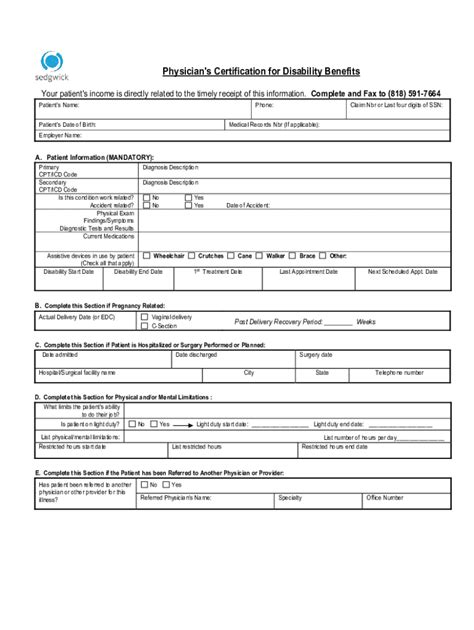 Physician Verification Of Disability Form Fill Online Printable