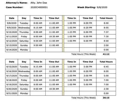 Free Attorney Timesheet Templates 2024 Excel PDF Word