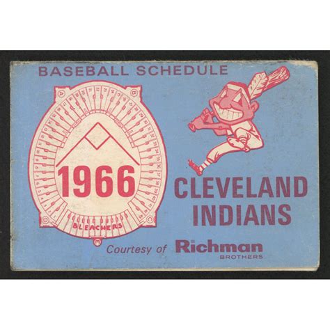 Cleveland Indians Pocket Baseball Schedule Pristine Auction