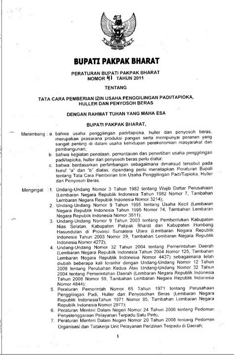 PDF Peraturan Bupati No 41 Ttg Tata Cara Pemberian Izin Usaha