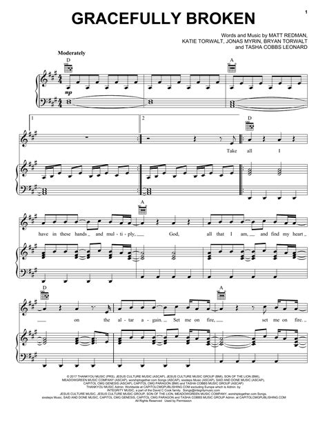 Matt Redman "Gracefully Broken" Sheet Music for Piano, Vocal & Guitar | Download PDF - 250997