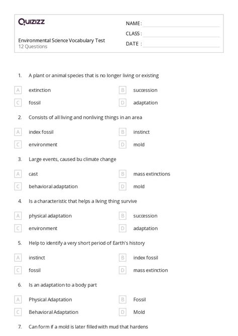 50+ Environmental Science worksheets on Quizizz | Free & Printable