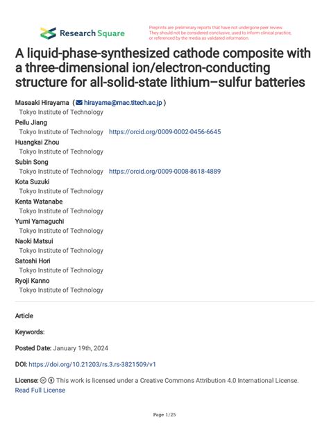 PDF A Liquid Phase Synthesized Cathode Composite With A Three