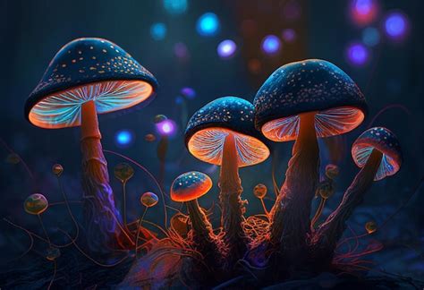 Premium Ai Image Magic Glowing Mushrooms In The Forest Ai Generated