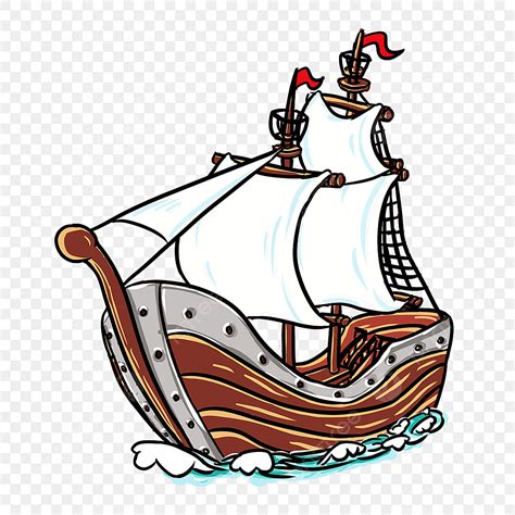 Sailing Boat Clipart Transparent Background Cartoon Style Brown