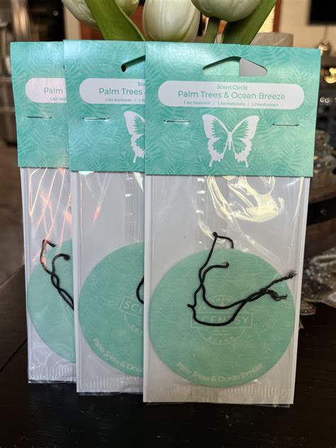 3 New Scentsy Scent Circle Hanging Car Air Freshener Palm Trees And Ocean