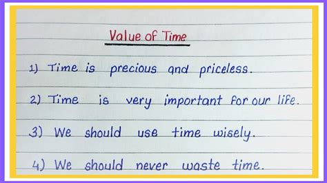 10 Lines Essay On Value Of Time Value Of Time Essay In English Value Of Time Speech Youtube