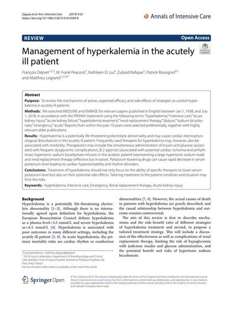 Hiperkalemia En El Paciente Agudo Investigacion Cardiologia Udocz