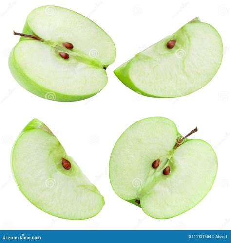 Green Apple Slice Collection Stock Photo - Image of healthy, seed ...